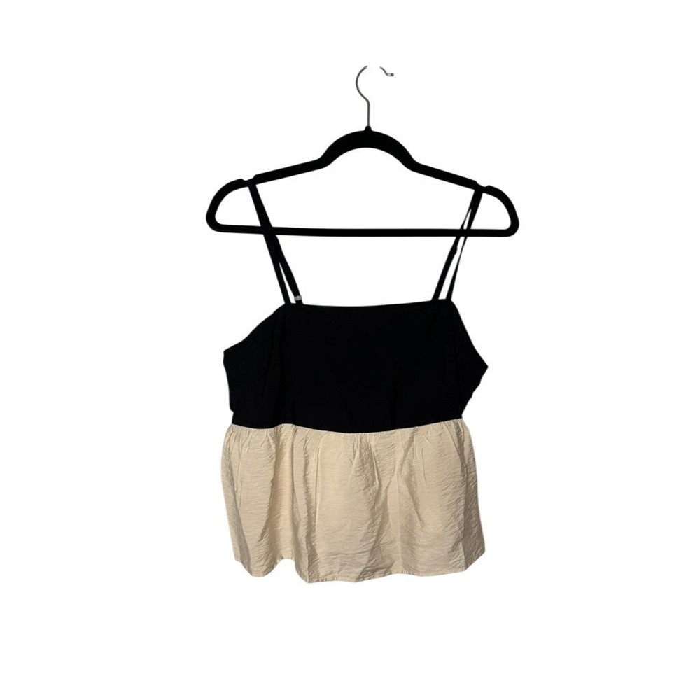 LOFT Black Beige Tank Top Sleeveless Adjustable Straps Casual Blouse Size‎ 8